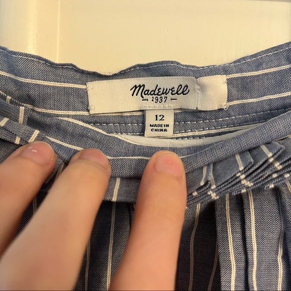 Madewell Women’s Blue Pinstripe Pleated Cotton Skirt - Picture 2 of 6